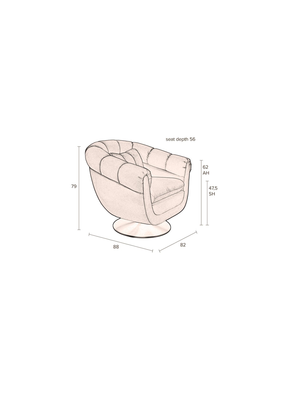Loungesessel Member in Whiskey präsentiert im Onlineshop von KAQTU Design AG. Sessel ist von Dutchbone