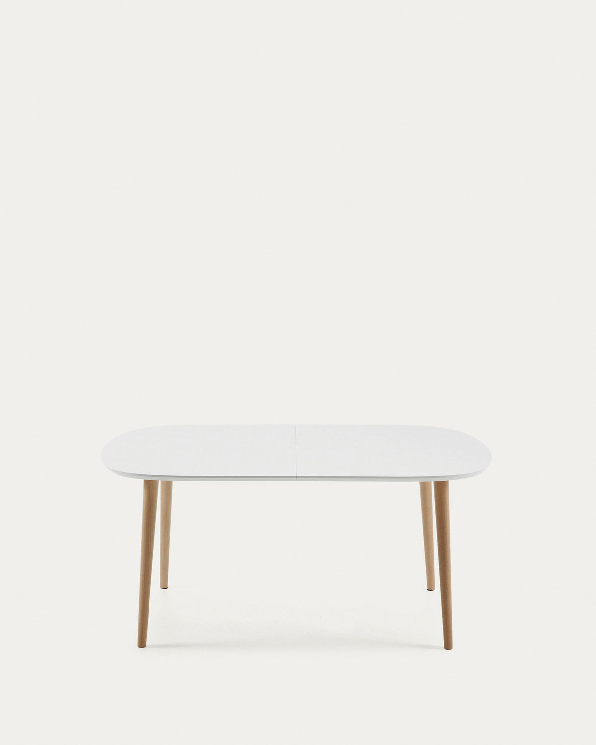 Oqui Ausziehtisch aus weiss lackiertem MDF und Beine aus massiver Buche 160 (260) x 100 cm