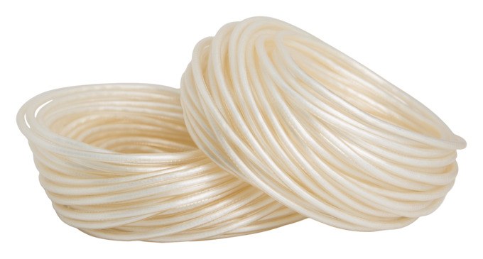 Zwei weisse Kunststoffseile von STEWI als Ersatzteil für den Wäscheständer Libelle, verpackt im Paar, leicht und flexibel.