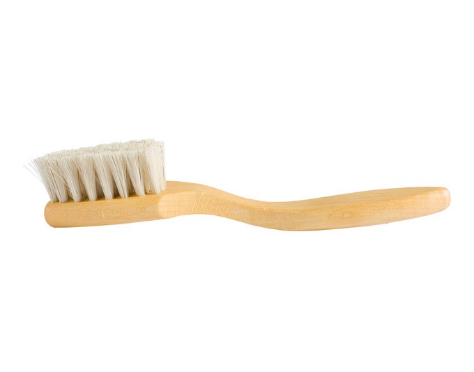 Anstreichbürste aus geöltem Buchenholz mit gebogenem Griff und Besatz aus hellem Pferdehaar, Farbe Natur/Braun, REDECKER