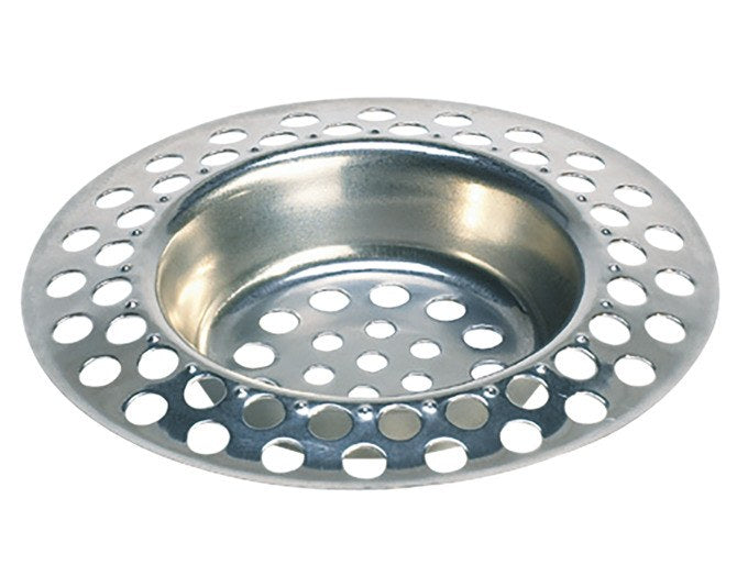 Rundes Abflusssieb aus Edelstahl (Inox) in Silber, mit perforierter Siebfläche für Duschabläufe im Durchmesser 40 bis 70 mm.