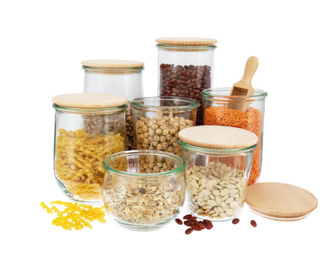 WECK Einmachglas Sturzform mit Holzdeckel und Schaufel 500 ml ø 100 mm in Transparent, Natur, Braun präsentiert im Onlineshop von KAQTU Design AG. Einmachgläser ist von WECK