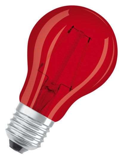 OSRAM LED-Lampe Star Classic A Décor E27 2.5W 235lm clear Red in Klar, Transparent, Rot, Pantone 3456C präsentiert im Onlineshop von KAQTU Design AG. Leuchtmittel ist von OSRAM