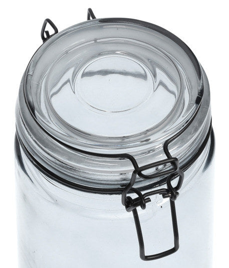 ZELLER PRESENT Vorratsglas mit Bügelverschluss 1000 ml grau in Transparent, Grau präsentiert im Onlineshop von KAQTU Design AG. Vorratsbehälter ist von ZELLER PRESENT