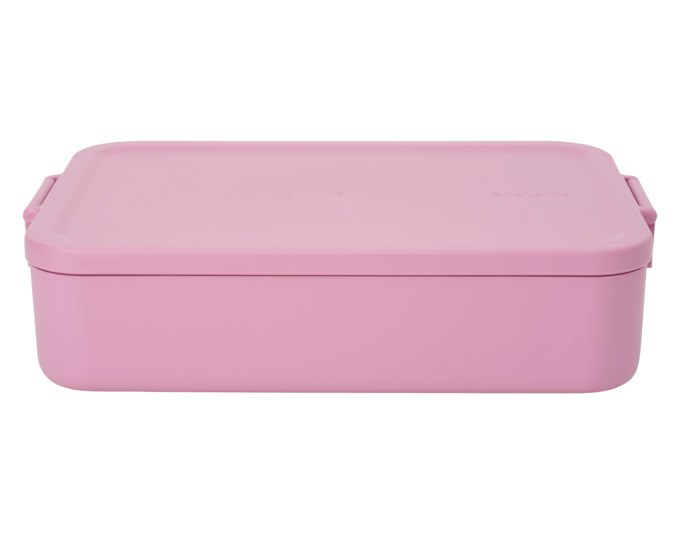 Lilac pink Lunchbox Bento Make & Take von BRABANTIA aus Kunststoff mit zwei Fächern, Trennwand und Klippverschluss-Deckel, Ansicht von oben.