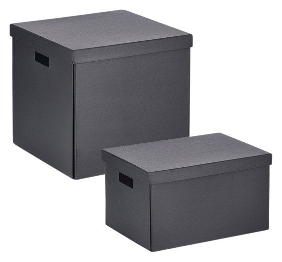 ZELLER Aufbewahrungsbox mit Deckel Karton schwarz 25x35x20 cm in Schwarz präsentiert im Onlineshop von KAQTU Design AG. Aufbewahrungsboxen ist von ZELLER PRESENT