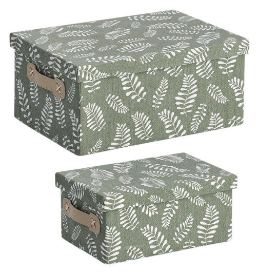 ZELLER Aufbewahrungsbox Leaves 36x26x16.5 cm in Grün, Beige, Braun präsentiert im Onlineshop von KAQTU Design AG. Aufbewahrungsboxen ist von ZELLER PRESENT
