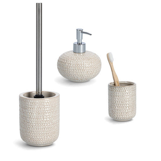 ZELLER Zahnputzbecher Struktur beige ø 7.5x9.5 cm in Beige, Braun präsentiert im Onlineshop von KAQTU Design AG. Zahnbürstenhalter ist von ZELLER PRESENT