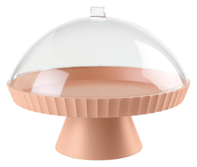 BLIM PLUS Schale auf Fuss Agora mit Haube und Kuchenheber pink sand ø 30 cm in Pink sand, Rosa präsentiert im Onlineshop von KAQTU Design AG. Schale ist von BLIMPLUS