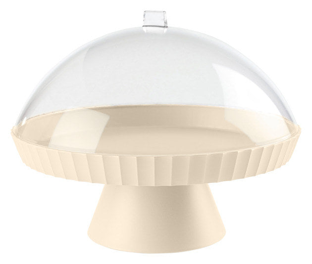 BLIM PLUS Schale auf Fuss Agora mit Haube und Kuchenheber brown sugar ø 30 cm in Brown sugar, Weiss präsentiert im Onlineshop von KAQTU Design AG. Schale ist von BLIMPLUS