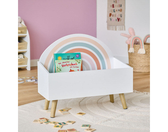 ZELLER Kinder-Aufbewahrungstruhe Rainbow 58x28x52cm in Weiss, Dekoriert, Natur, Braun präsentiert im Onlineshop von KAQTU Design AG. Objekte Kids ist von ZELLER PRESENT