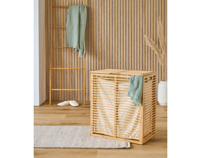 ZELLER Wäschesammler Bambus 53.5x33x61 cm in Natur, Braun präsentiert im Onlineshop von KAQTU Design AG. Wäschekorb ist von ZELLER PRESENT