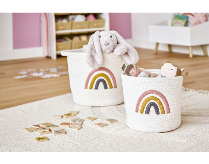 ZELLER Aufbewahrungskorb Rainbow weiss ø 32x28 cm in Weiss, Dekoriert präsentiert im Onlineshop von KAQTU Design AG. Aufbewährungskörbe ist von ZELLER PRESENT