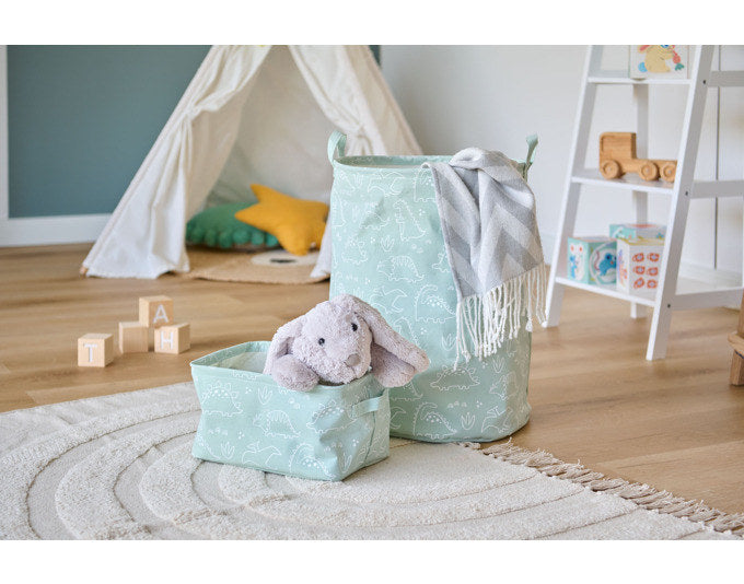 ZELLER Aufbewahrungskorb Dino 28x21x16 cm in Mint, Grün, Dekoriert präsentiert im Onlineshop von KAQTU Design AG. Aufbewährungskörbe ist von ZELLER PRESENT