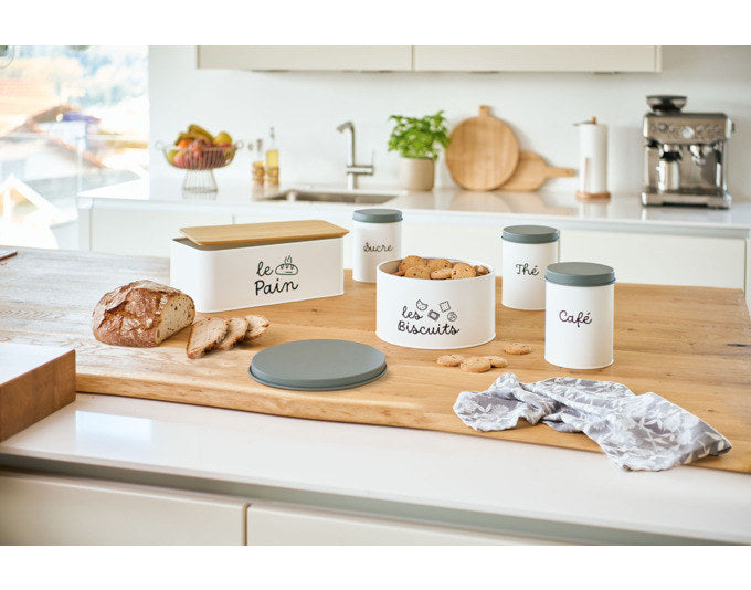 ZELLER Vorratsdose Café 1.3 l ø 11x15 cm in Weiss, Dunkelgrün, Grün präsentiert im Onlineshop von KAQTU Design AG. Vorratsbehälter ist von ZELLER PRESENT