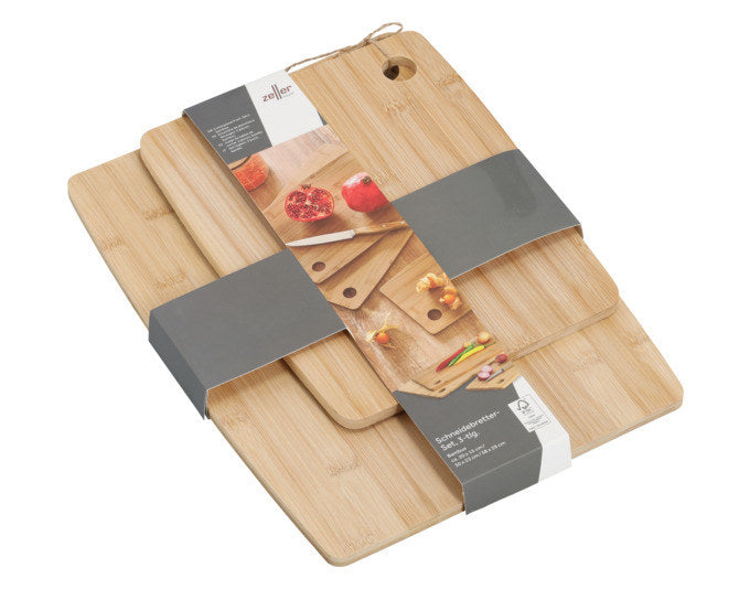 ZELLER Schneidebretter-Set Bambus 3-teilig in Natur, Braun präsentiert im Onlineshop von KAQTU Design AG. Schneidbrett ist von ZELLER PRESENT