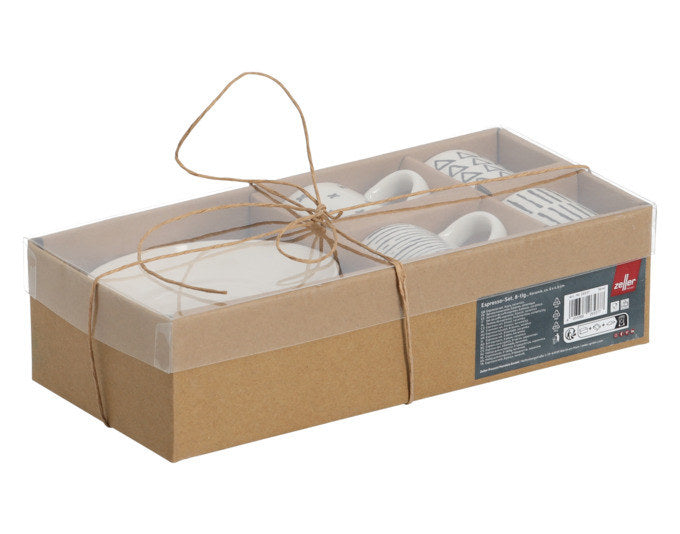 ZELLER Espressotassen-Set Keramik 8-teilig schwarz weiss in Schwarz, Weiss präsentiert im Onlineshop von KAQTU Design AG. Espressotassen ist von ZELLER PRESENT