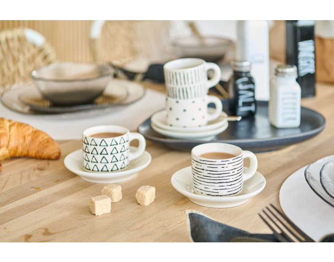 ZELLER Espressotassen-Set Keramik 8-teilig schwarz weiss in Schwarz, Weiss präsentiert im Onlineshop von KAQTU Design AG. Espressotassen ist von ZELLER PRESENT