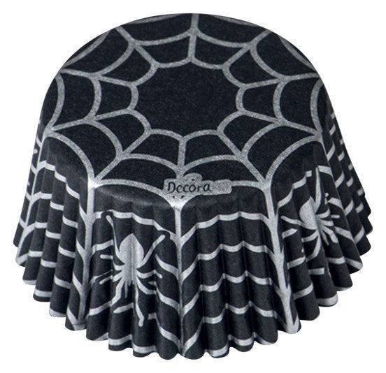 DECORA Papier-Backförmchen Spinnennetz 36 Stück Non-Stick 220°C ø 5x3.2 cm in Schwarz, Weiss, Dekoriert präsentiert im Onlineshop von KAQTU Design AG. Backformen ist von DECORA