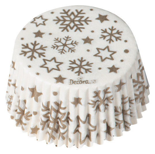 DECORA Papier-Backförmchen Sterne gold silber 36 Stück Non-Stick 220°C ø 5x3.2 cm in Weiss, Dekoriert präsentiert im Onlineshop von KAQTU Design AG. Backformen ist von DECORA