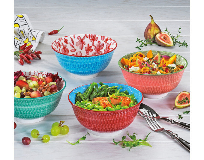 CILIO Bowl Amici Rauten türkis Porzellan 500 ml ø 15.5x7 cm in Dekoriert präsentiert im Onlineshop von KAQTU Design AG. Schale ist von CILIO