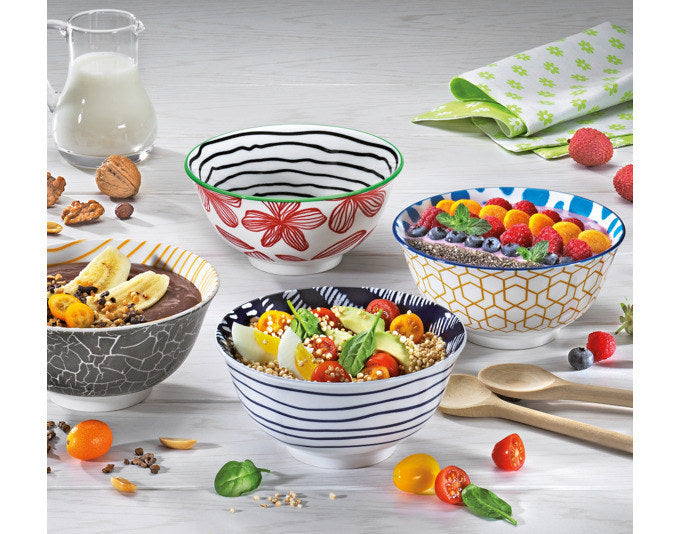 CILIO Bowl Amici Waben Porzellan 500 ml ø 15.5x7 cm in Dekoriert präsentiert im Onlineshop von KAQTU Design AG. Schale ist von CILIO