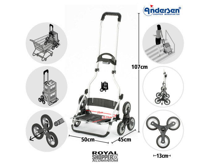ANDERSEN Einkaufswagen Treppensteiger Royal Erbo beige in Beige, Braun präsentiert im Onlineshop von KAQTU Design AG. Haushaltshilfen ist von ANDERSEN