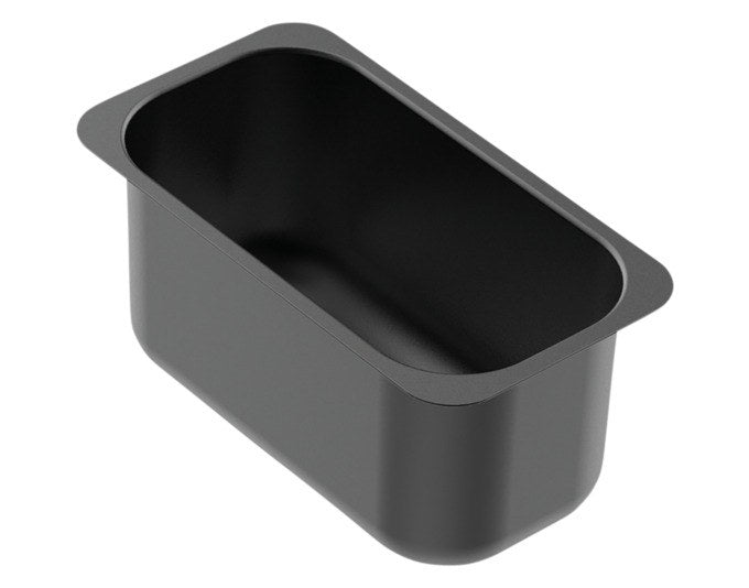 Edelstahl-Fritteuse KOENIG in Silber und Schwarz mit Sichtfenster im Deckel, Thermogriffen aus Kunststoff und emailliertem Frittierbehälter.