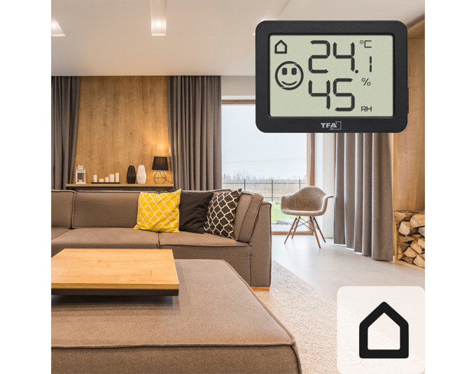 TFA Thermometer-Hygrometer Digital schwarz 4x5.5x1.5 cm -10…+60°C in Schwarz präsentiert im Onlineshop von KAQTU Design AG. Thermometer ist von TFA