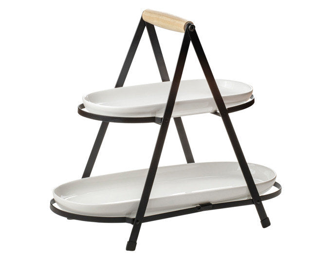 LADELLE Etagere Alto Serve & Share Porzellan 43.2x19.4x37 cm in Weiss, Schwarz, Natur, Braun präsentiert im Onlineshop von KAQTU Design AG. Tortenplatte ist von LADELLE