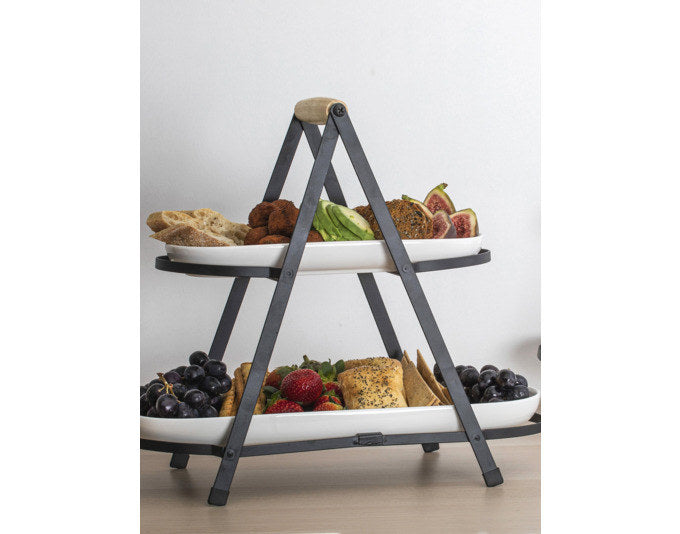 LADELLE Etagere Alto Serve & Share Porzellan 43.2x19.4x37 cm in Weiss, Schwarz, Natur, Braun präsentiert im Onlineshop von KAQTU Design AG. Tortenplatte ist von LADELLE
