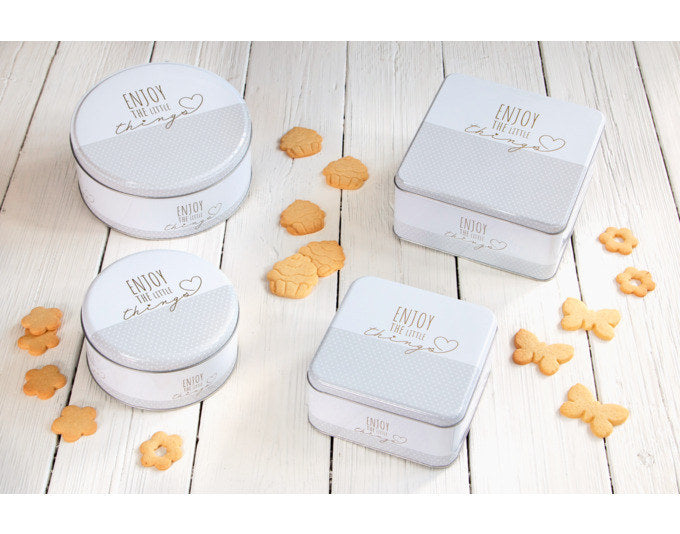 STÄDTER Gebäckdose Enjoy the little things ø 16.5x8 cm weiss rund in Weiss präsentiert im Onlineshop von KAQTU Design AG. Aufbewahrungsdose ist von STÄDTER