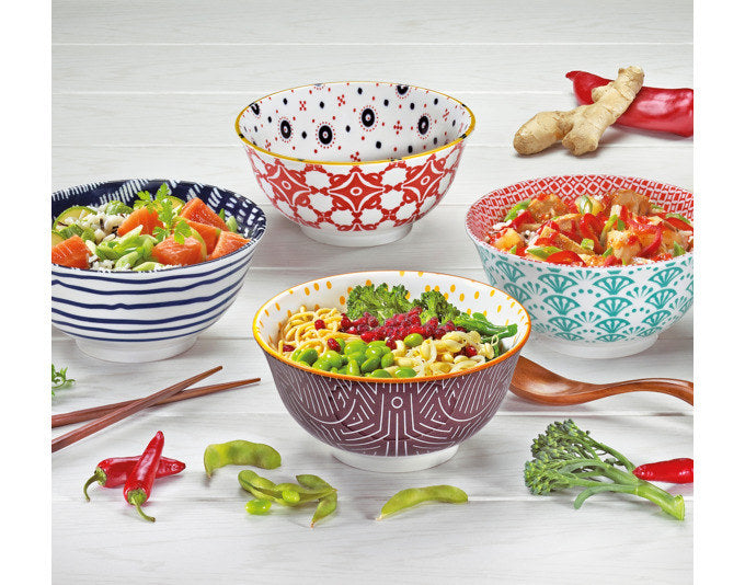 CILIO Bowl Amici Striche Porzellan 850 ml ø 18x8 cm in Dekoriert präsentiert im Onlineshop von KAQTU Design AG. Schale ist von CILIO