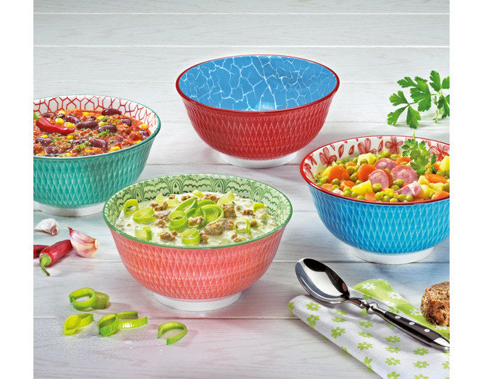 CILIO Bowl Amici Rauten rot Porzellan 850 ml ø 18x8 cm in Dekoriert präsentiert im Onlineshop von KAQTU Design AG. Schale ist von CILIO