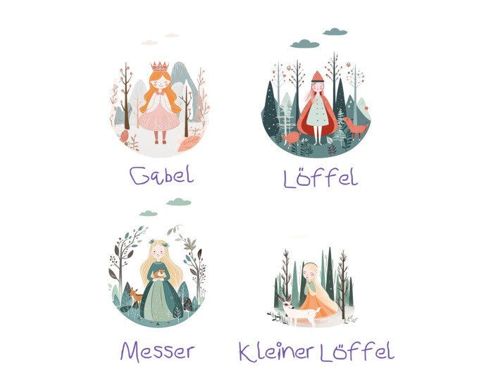 CILIO Kinderbesteck Princess 4-teilig in Bedruckt präsentiert im Onlineshop von KAQTU Design AG. Kinderbesteck ist von CILIO