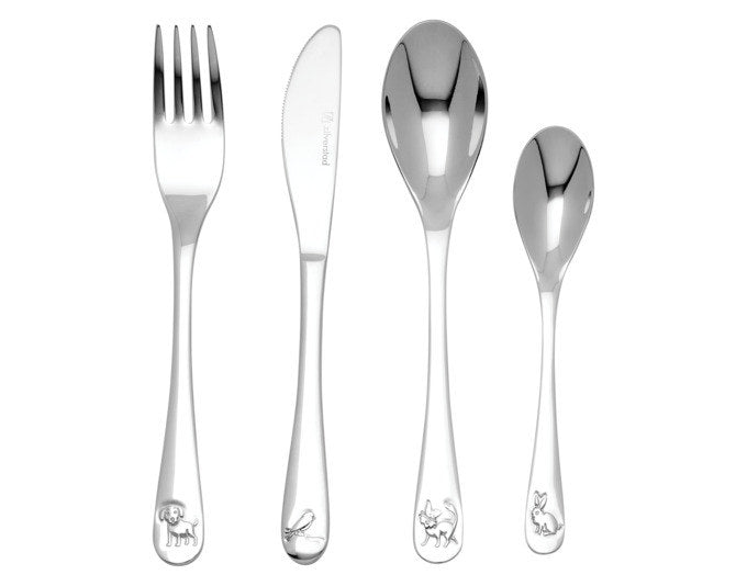 ZILVERSTAD Kinderbesteck Haustiere 4-teilig in Silber präsentiert im Onlineshop von KAQTU Design AG. Kinderbesteck ist von ZILVERSTAD