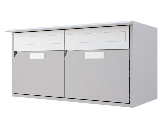 HUBER AG Briefkasten Alu 300 392x601x310 mm 2er neben RAL 9006 weissaluminium