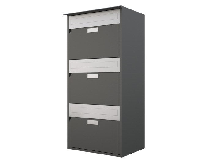 <tc>HUBER</tc> AG Mailbox Alu 400 292x415x874 mm 3 compartments via IGP 71385 dark grey metallic