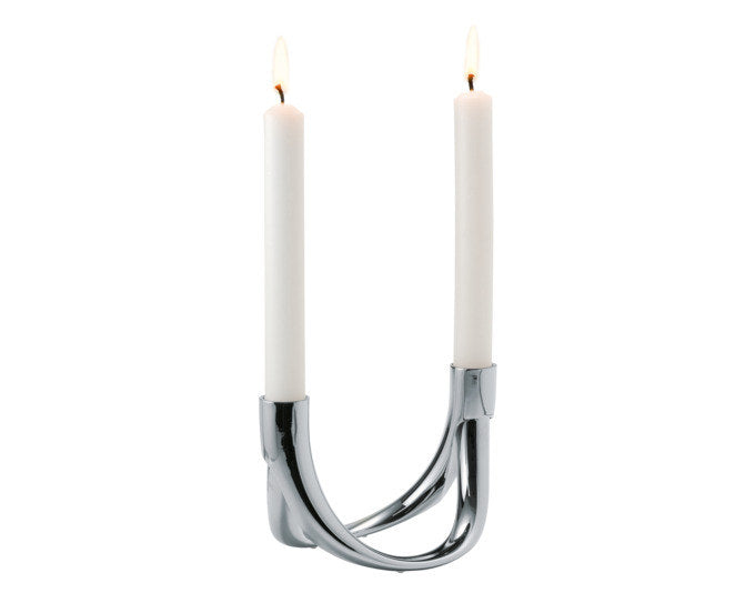 PHILIPPI Kerzenhalter Bow Metall 2tlg. silber in Chrom, Silber präsentiert im Onlineshop von KAQTU Design AG. Kerzenständer ist von PHILIPPI