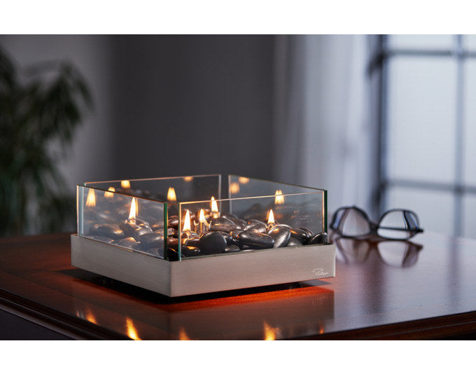 PHILIPPI Tischkamin Fireplace 23x23x10 cm in Chrom, Silber, Transparent präsentiert im Onlineshop von KAQTU Design AG. Fackel ist von PHILIPPI