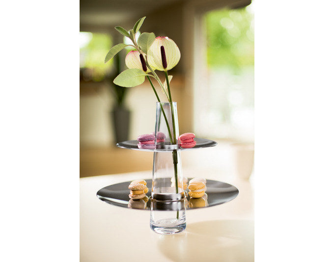 PHILIPPI Etagere mit Vase Fontaine Inox/Glas ø 27x25 cm in Chrom, Silber, Transparent präsentiert im Onlineshop von KAQTU Design AG. Tortenplatte ist von PHILIPPI