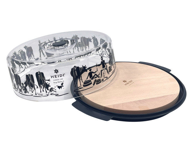 HEIDI Käsebox Kühe auf der Weide ø 26x10 cm mit Buchenholzteller schwarz transparent in Transparent, Schwarz präsentiert im Onlineshop von KAQTU Design AG. Käsezubehör ist von HEIDI
