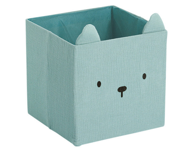 ZELLER Aufbewahrungsbox Bär mint Musselin 28x28x28 cm in Mint, Grün präsentiert im Onlineshop von KAQTU Design AG. Aufbewahrungsboxen ist von ZELLER PRESENT