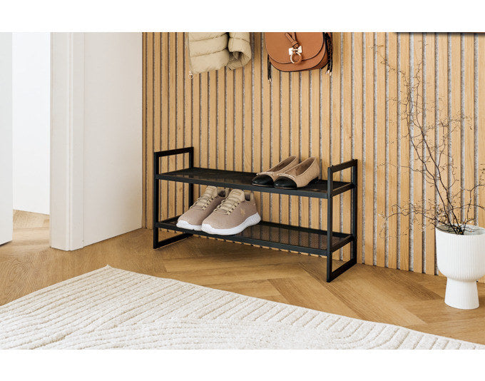 ZELLER Schuhregal mit 2 Ablagen Metall schwarz 70x24x36 cm in Schwarz präsentiert im Onlineshop von KAQTU Design AG. Schuhregal ist von ZELLER PRESENT
