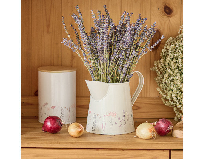 ZELLER Vorratsdose mit Bambusdeckel Flowers 1400 ml ø 11x16 cm in Weiss präsentiert im Onlineshop von KAQTU Design AG. Vorratsbehälter ist von ZELLER PRESENT