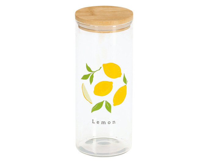 ZELLER Vorratsglas Lemon mit Bambusdeckel 1150 ml ø 9x22.5 cm in Transparent, Bunt präsentiert im Onlineshop von KAQTU Design AG. Vorratsbehälter ist von ZELLER PRESENT