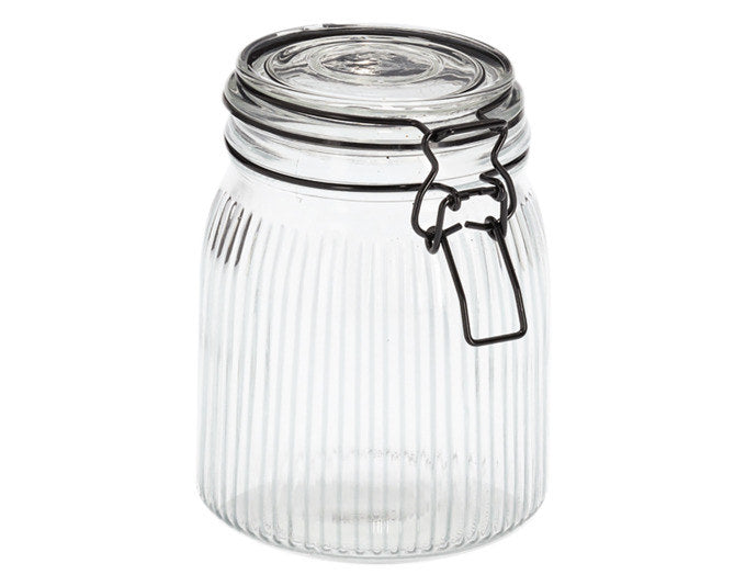 ZELLER Vorratsglas mit Bügelverschluss schwarz 1000 ml ø 11.3x15.3 cm in Transparent, Schwarz präsentiert im Onlineshop von KAQTU Design AG. Vorratsbehälter ist von ZELLER PRESENT
