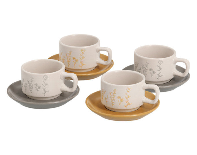 ZELLER Espressotassen Set Flowers 8-teilig weiss grau gelb in Weiss, Grau, Gelb präsentiert im Onlineshop von KAQTU Design AG. Espressotassen ist von ZELLER PRESENT