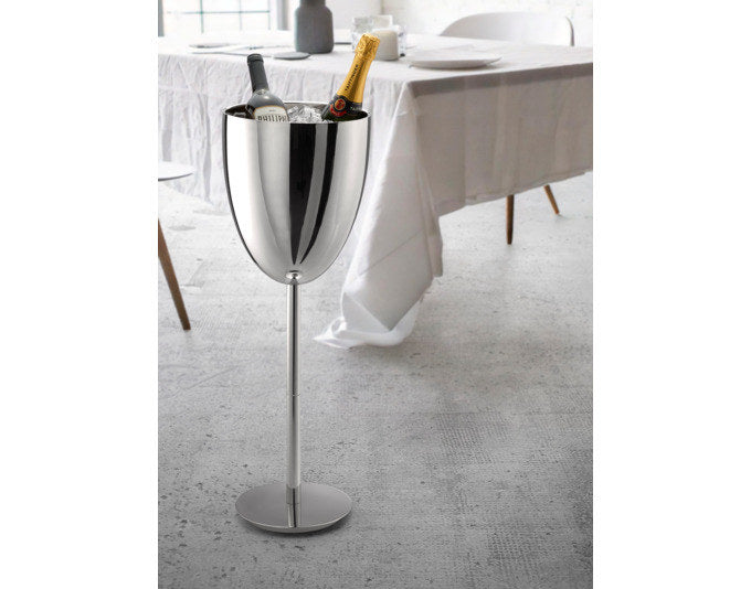PHILIPPI Champagnerkühler mit Standfuss Monaco Inox ø 25x72 cm in Chrom, Silber präsentiert im Onlineshop von KAQTU Design AG. Flaschenkühler ist von PHILIPPI