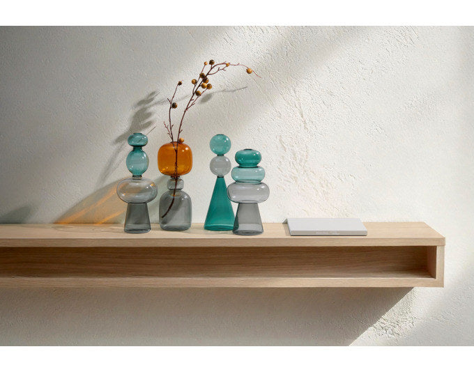 PHILIPPI Vase Curiosa Turm Glas ø 11x27 cm in Grün, Grau präsentiert im Onlineshop von KAQTU Design AG. Vase ist von PHILIPPI